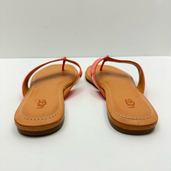 Ugg NWOB Tuolumne Coral Patent Leather Cushioned Summer Flip Flop Sandals - Picture 6 of 11